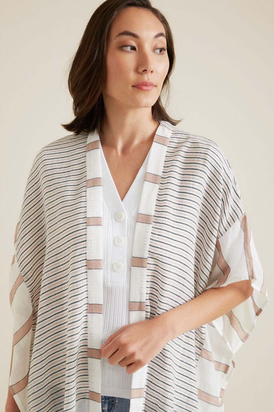 Jacquard Stripe Poncho  