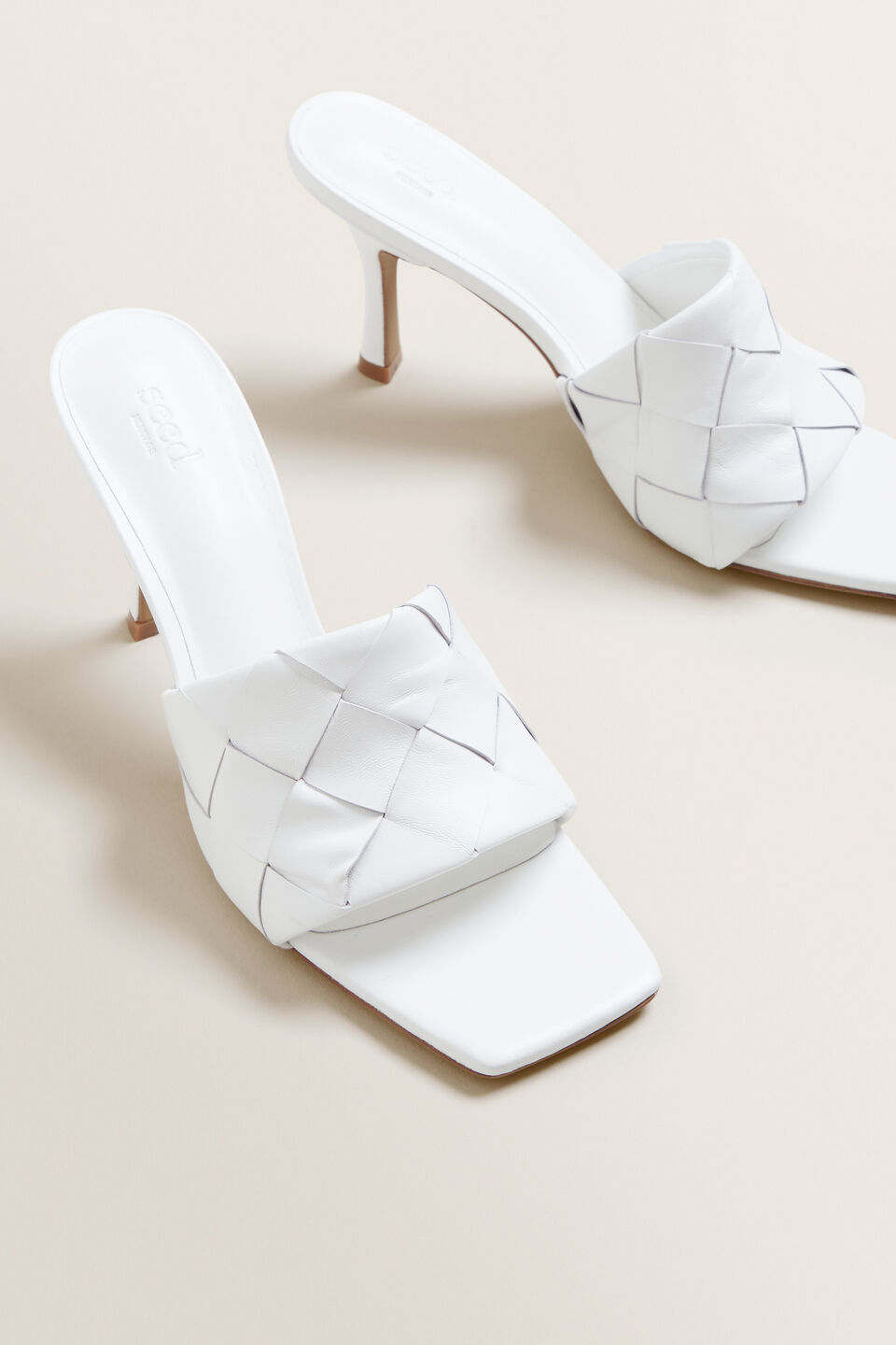 Tash Woven Heel  White