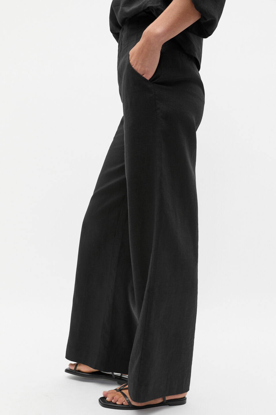 Core Linen Waisted Pant  Black