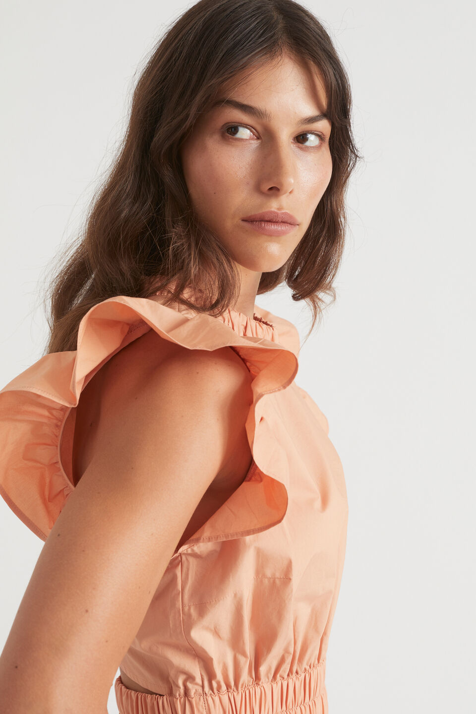 Poplin Tie Back Midi Dress  Peach Bloom