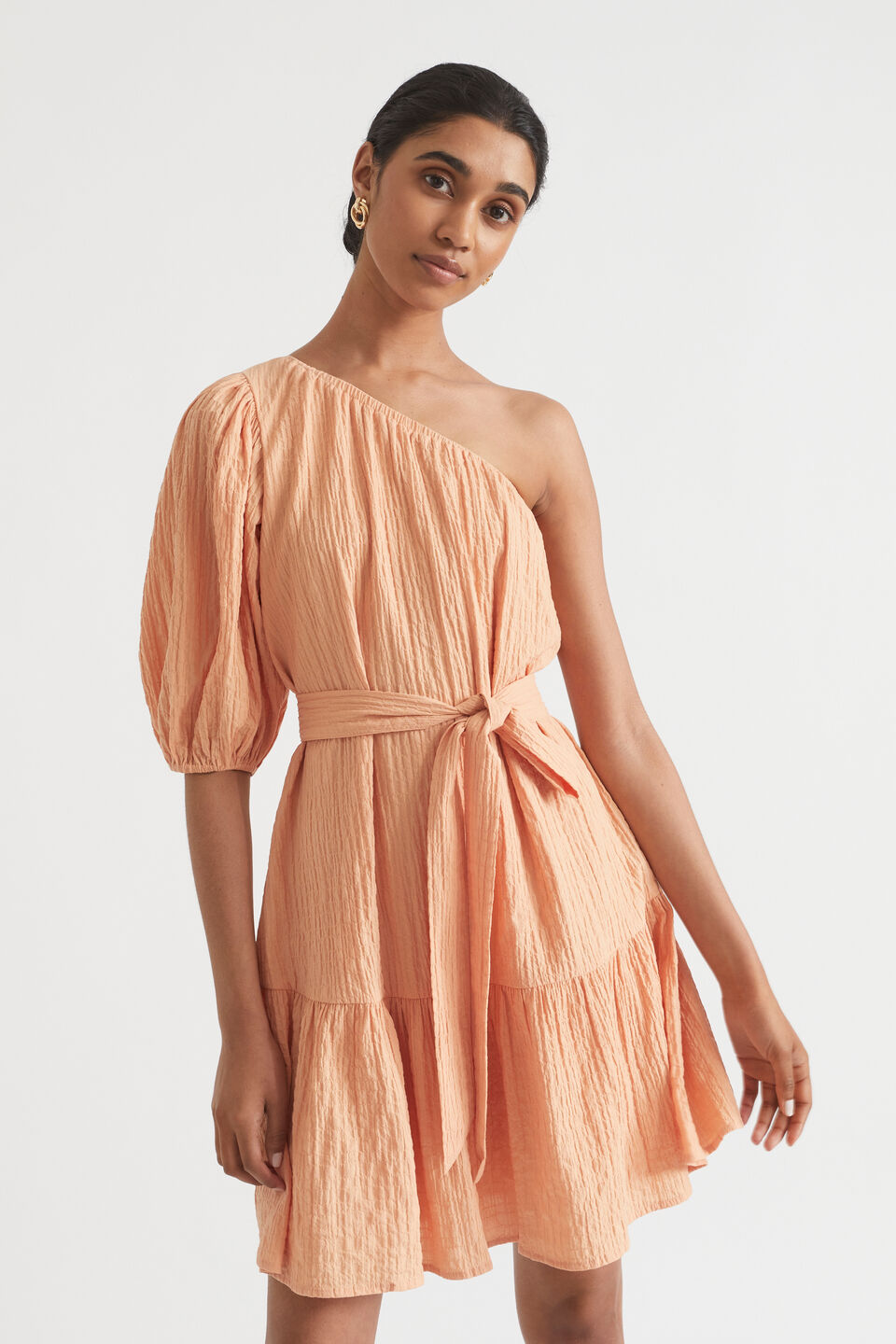Seersucker Mini Dress  Peach Bloom