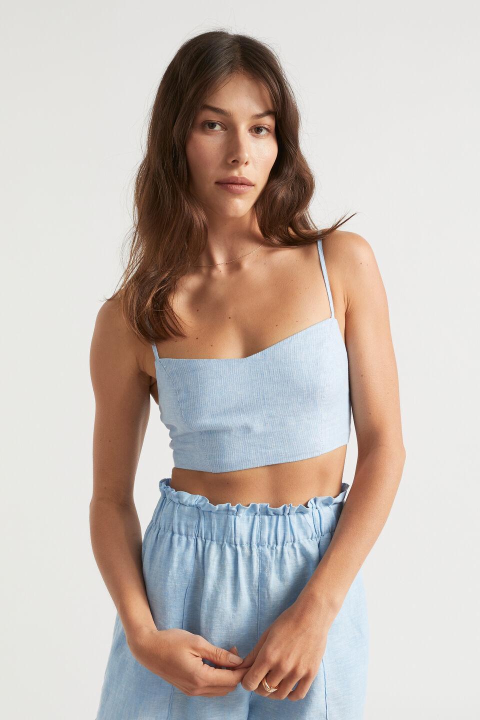 Linen Bralette  Bluebell Stripe