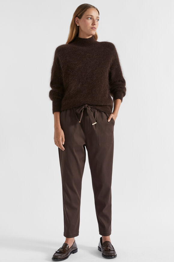 Elasticated Tapered Leg Pant  Dark Espresso  hi-res