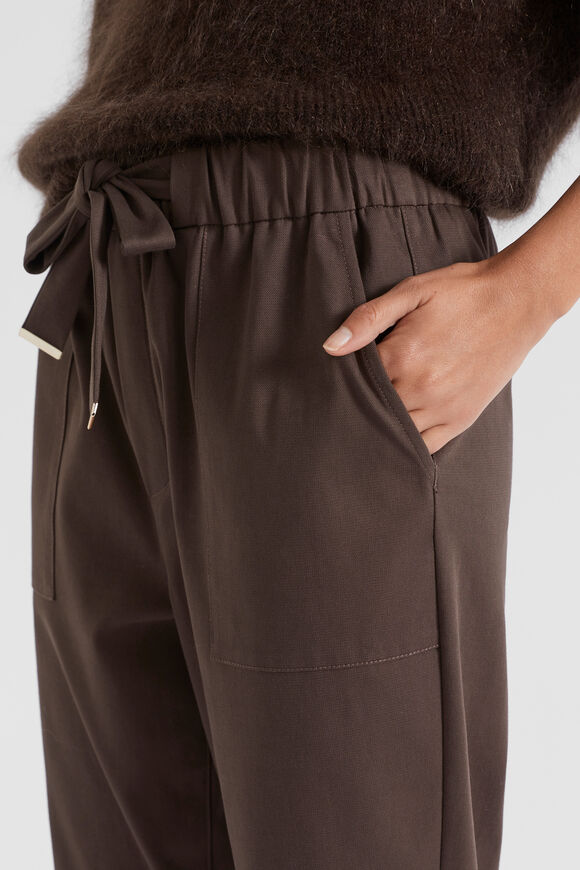 Elasticated Tapered Leg Pant  Dark Espresso  hi-res