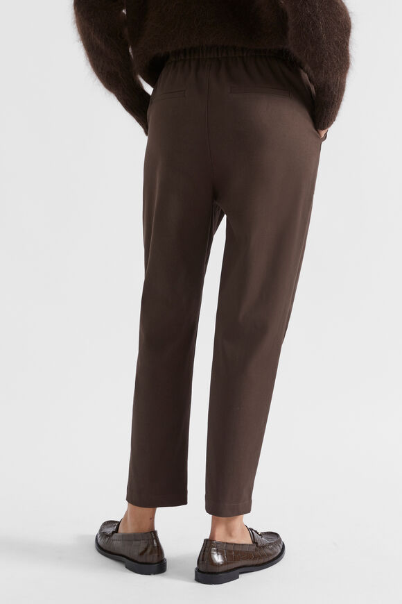 Elasticated Tapered Leg Pant  Dark Espresso  hi-res