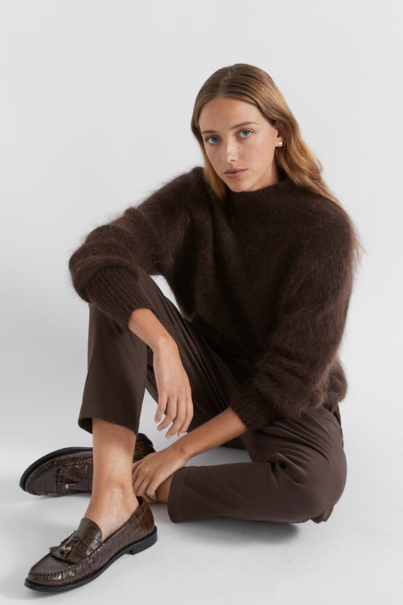 Elasticated Tapered Leg Pant  Dark Espresso  hi-res
