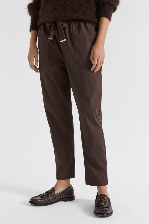 Elasticated Tapered Leg Pant  Dark Espresso  hi-res