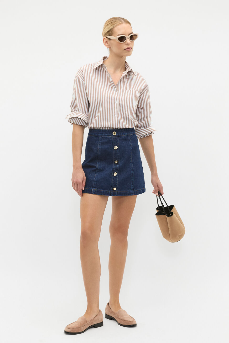 Poplin Pocket Front Shirt  Amaretto Stripe