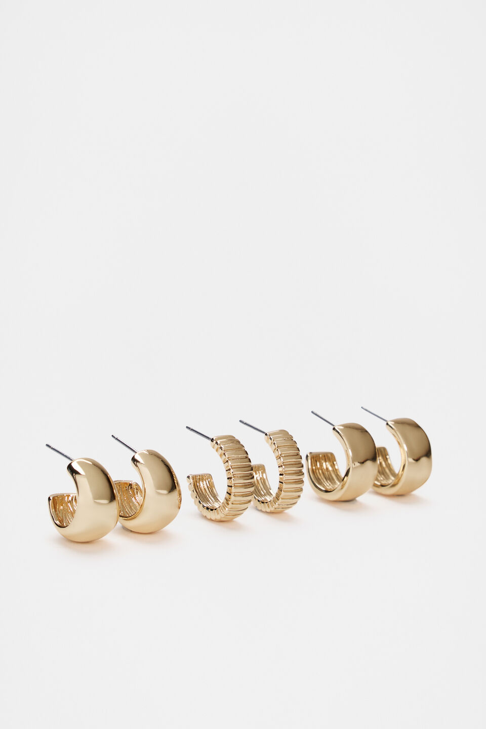 Textured Hoops Ear Pack  Gold