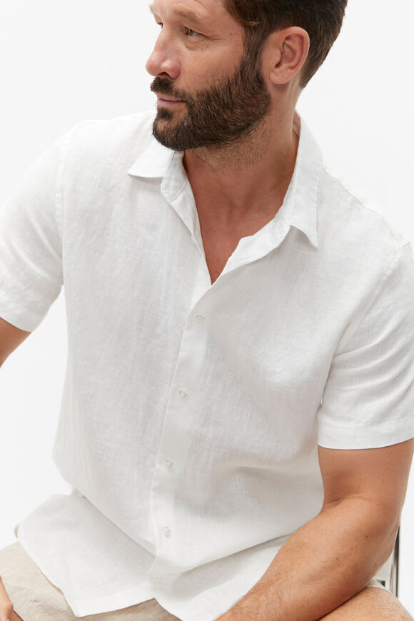 Short Sleeve Linen Shirt  Vintage White  hi-res