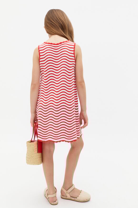 Stripe Crochet Dress  Strawberry Red  hi-res