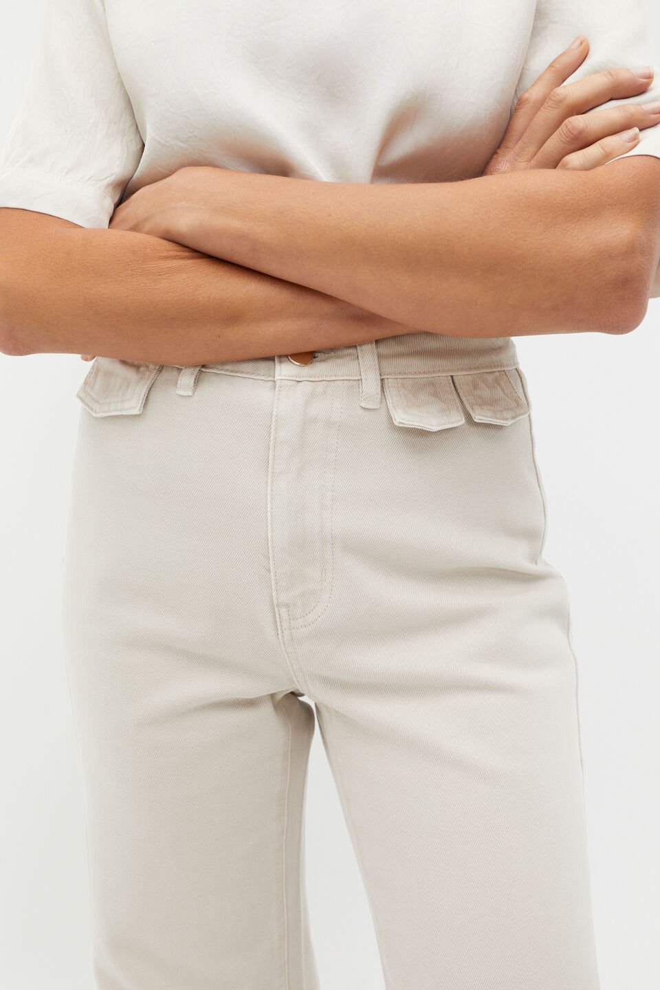 Denim Wide Leg Rigid Jean  Oat