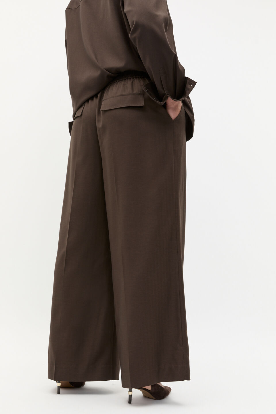 Elastic Waist Trouser  Dark Espresso