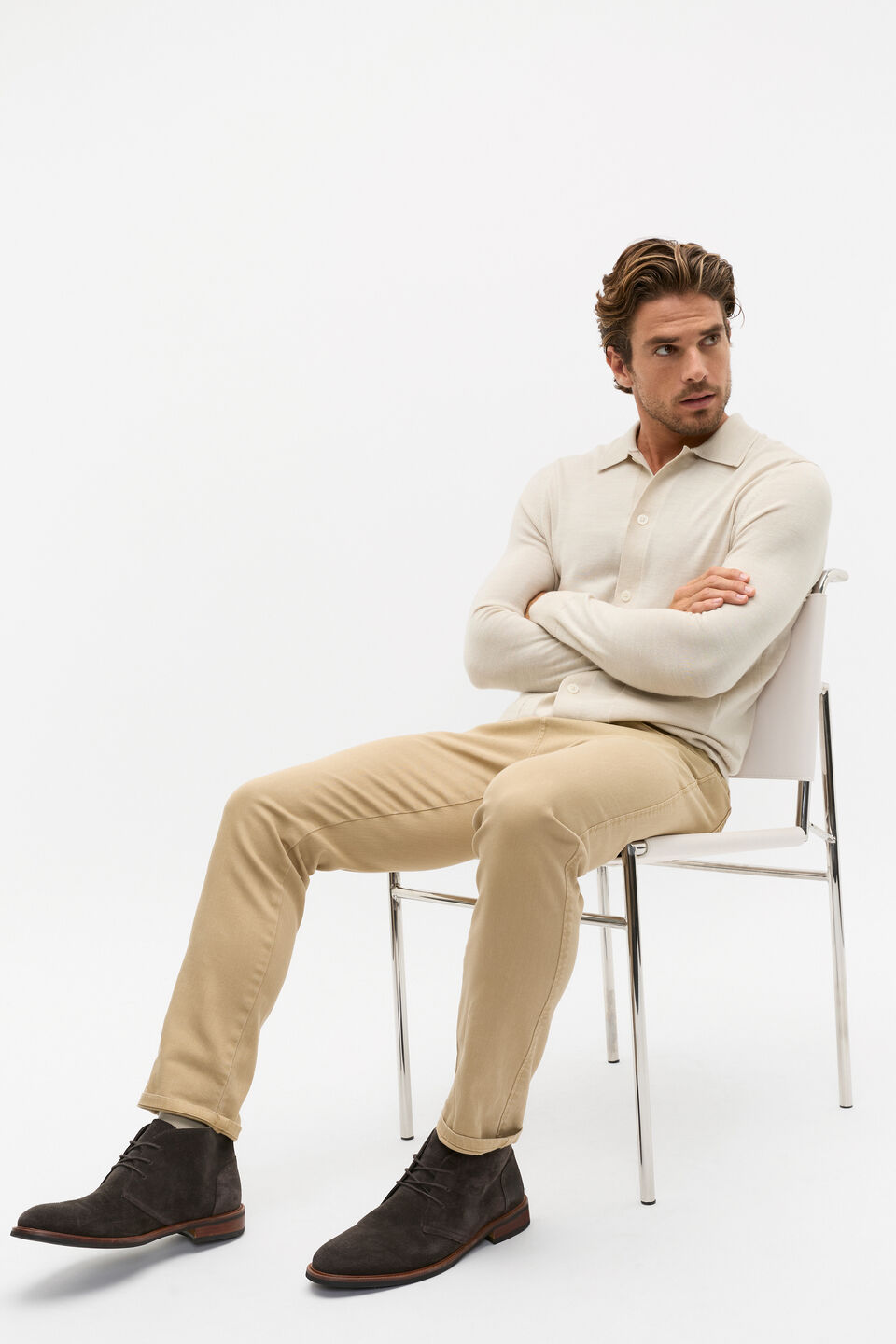 Merino Wool Cardigan  Cool Stone Marle