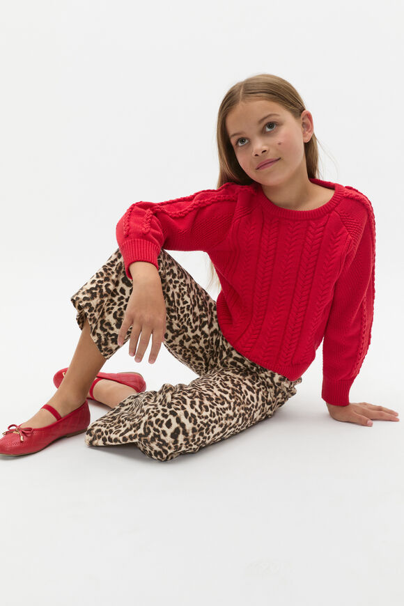 Cable Knit Sweater  Chilli Red  hi-res