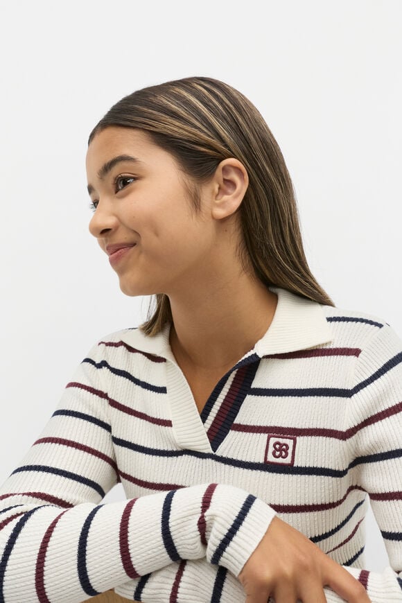 Stripe Knit Top  Light Cream  hi-res