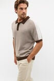 Colourblock Knit Polo  Pale Mocha Marle  hi-res