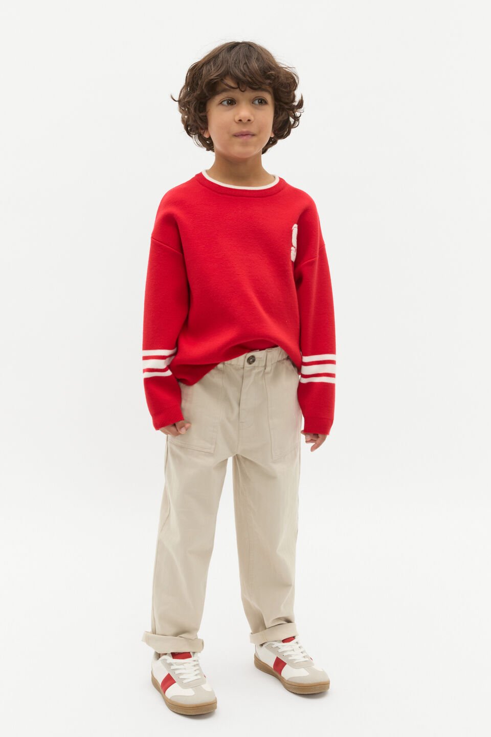 Sports Stripe Knit  Chilli Red