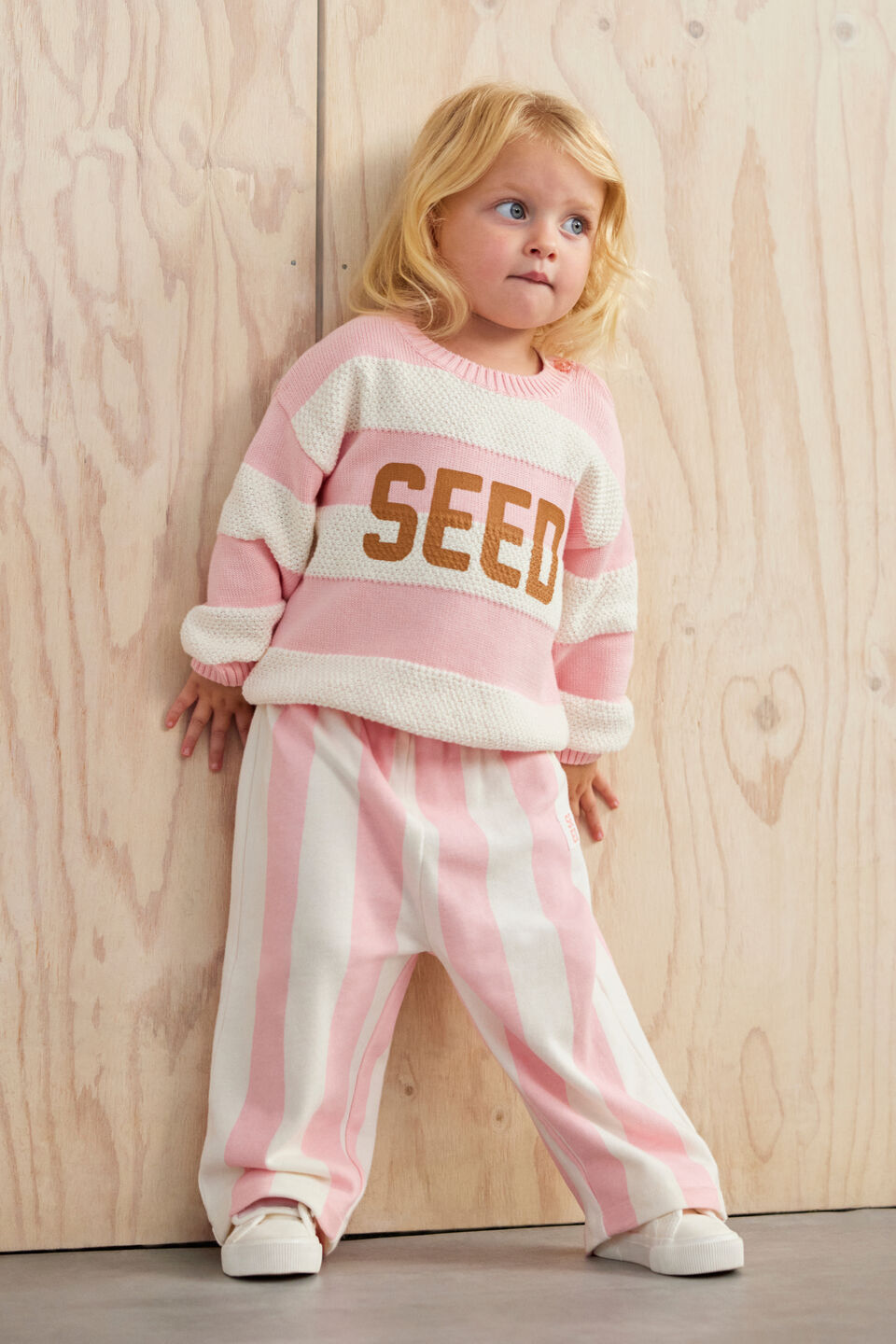 Stripe Knit Sweater  Rose Petal