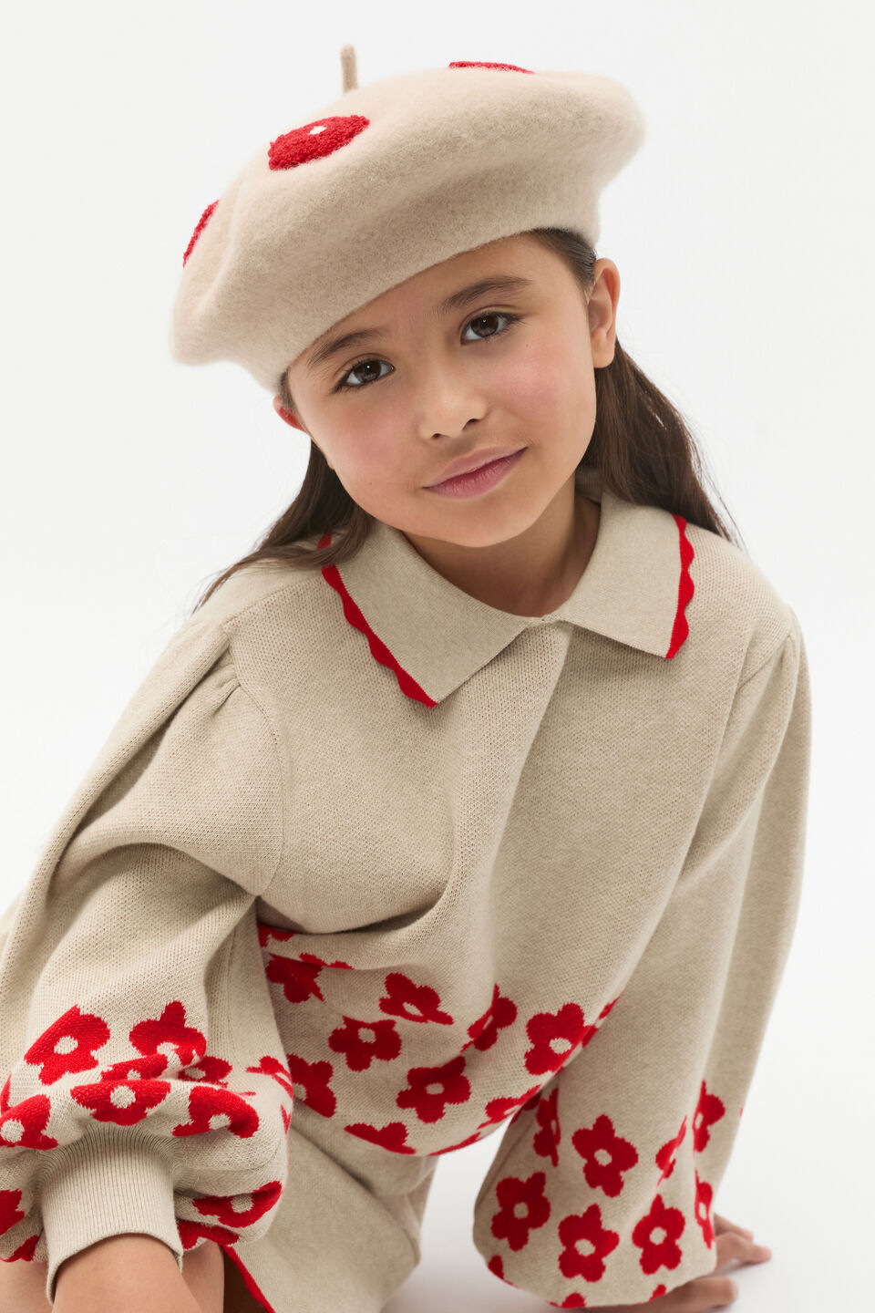 Flower Beret  Caramel Marle