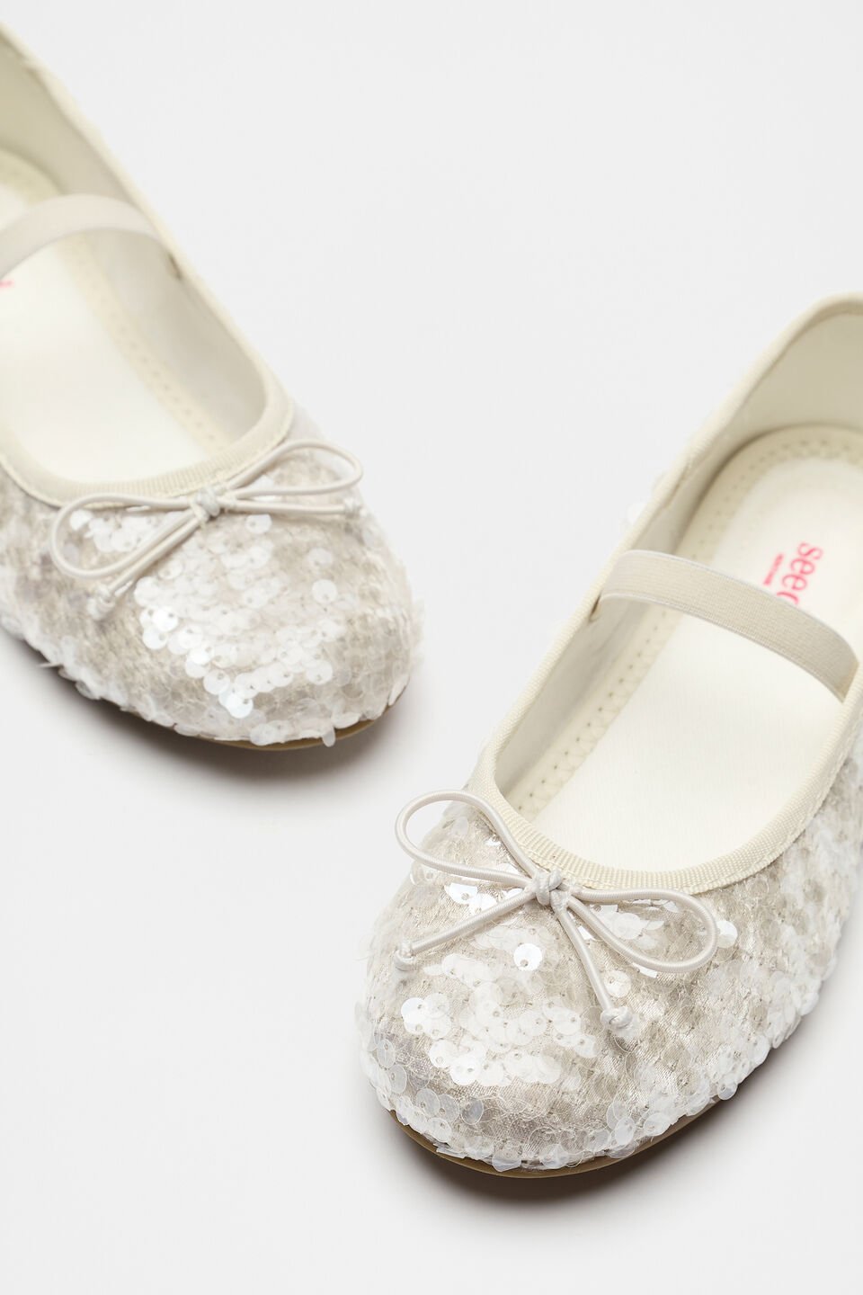 Sequin Bow Party Ballet  Cream