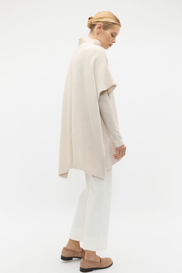 Rib Detail Poncho  Oat Marle  hi-res