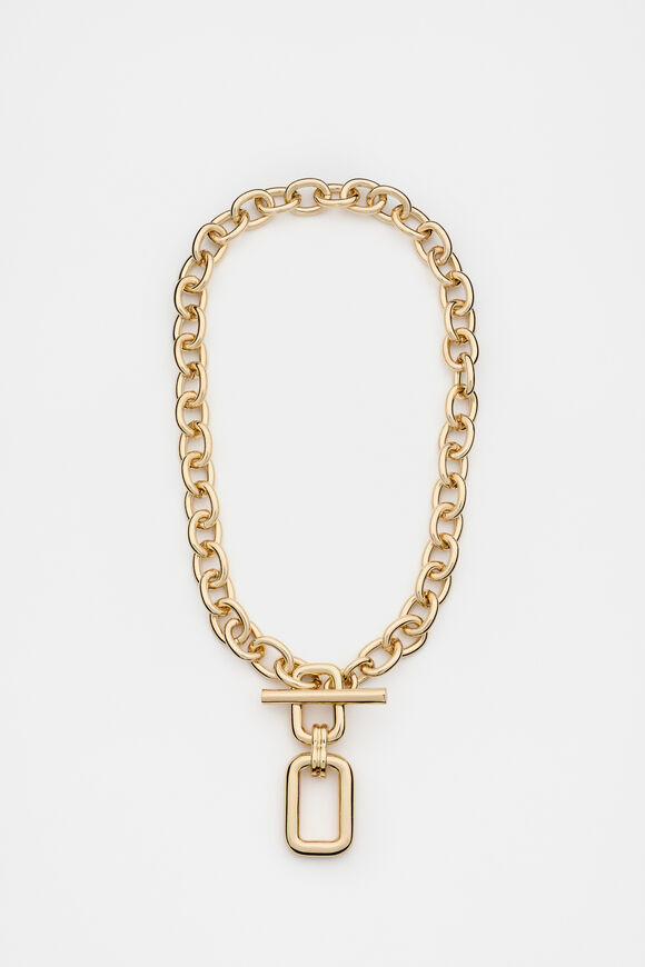 Rounded Pendant Necklace  Gold  hi-res