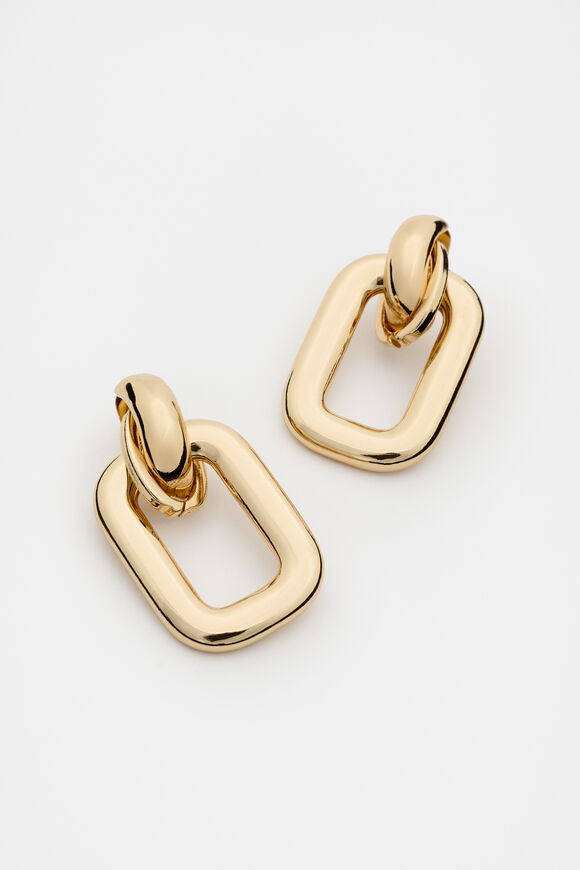 Rounded Rectangle Earring  Gold  hi-res