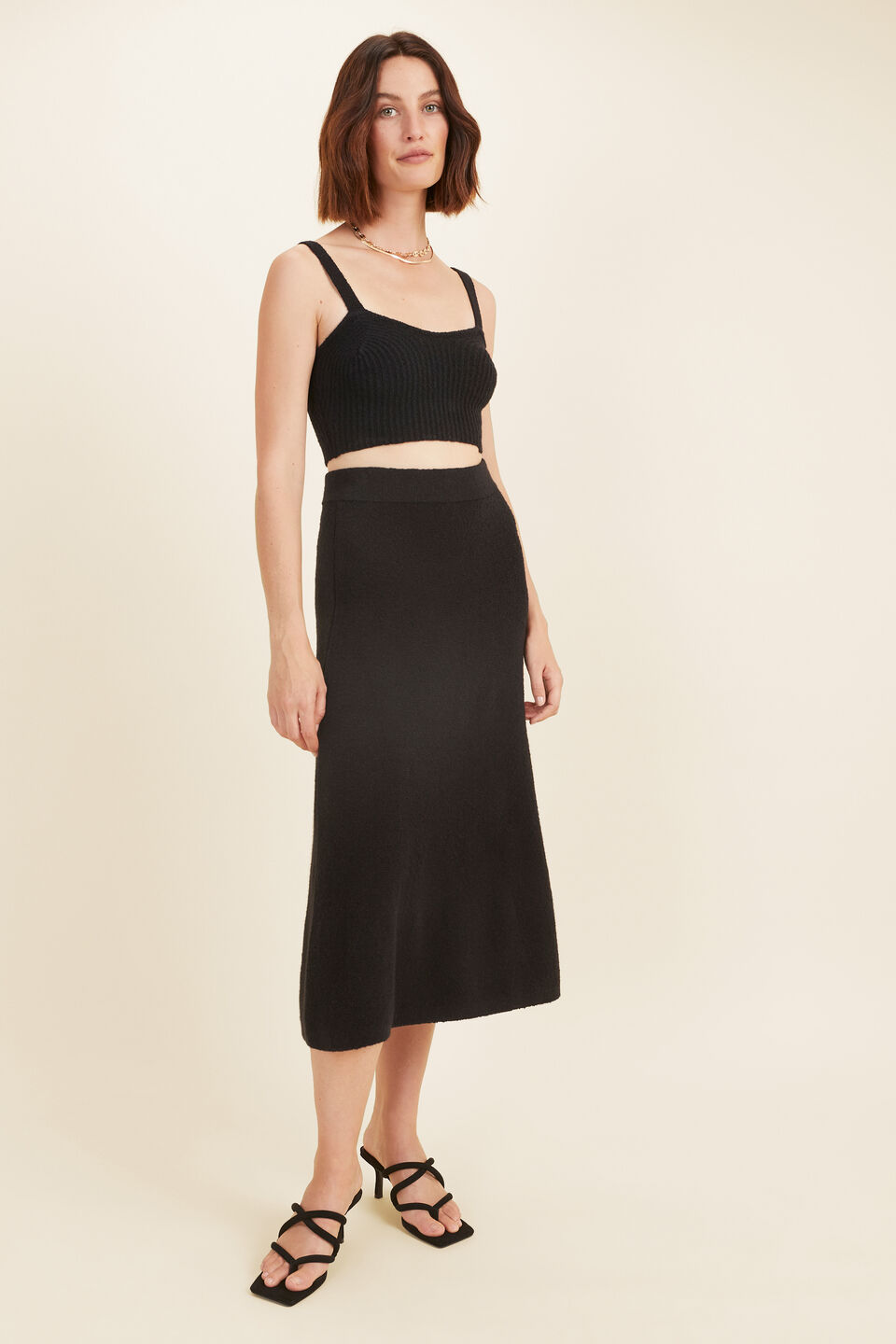Boucle Crop Bra Top  Black