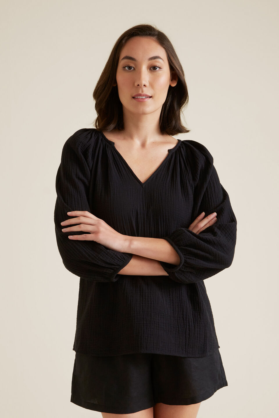 Cheesecloth Blouse  Black