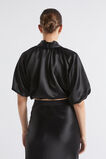 Satin Drape Blouse  Black  hi-res