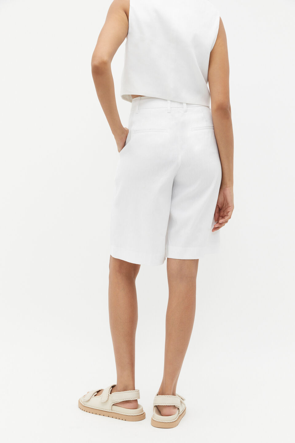 Tailored Longline Short  Whisper White