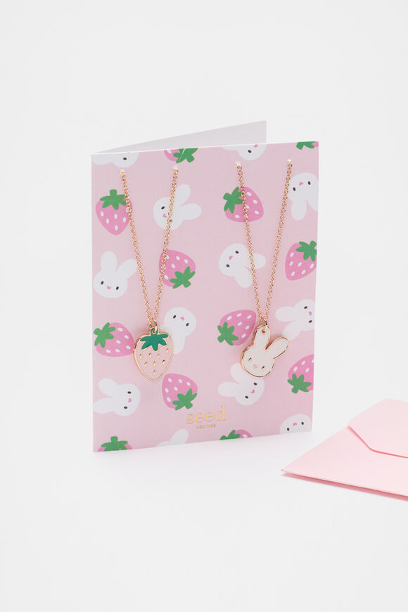 Bunny Greeting Card And Necklace  Multi  hi-res