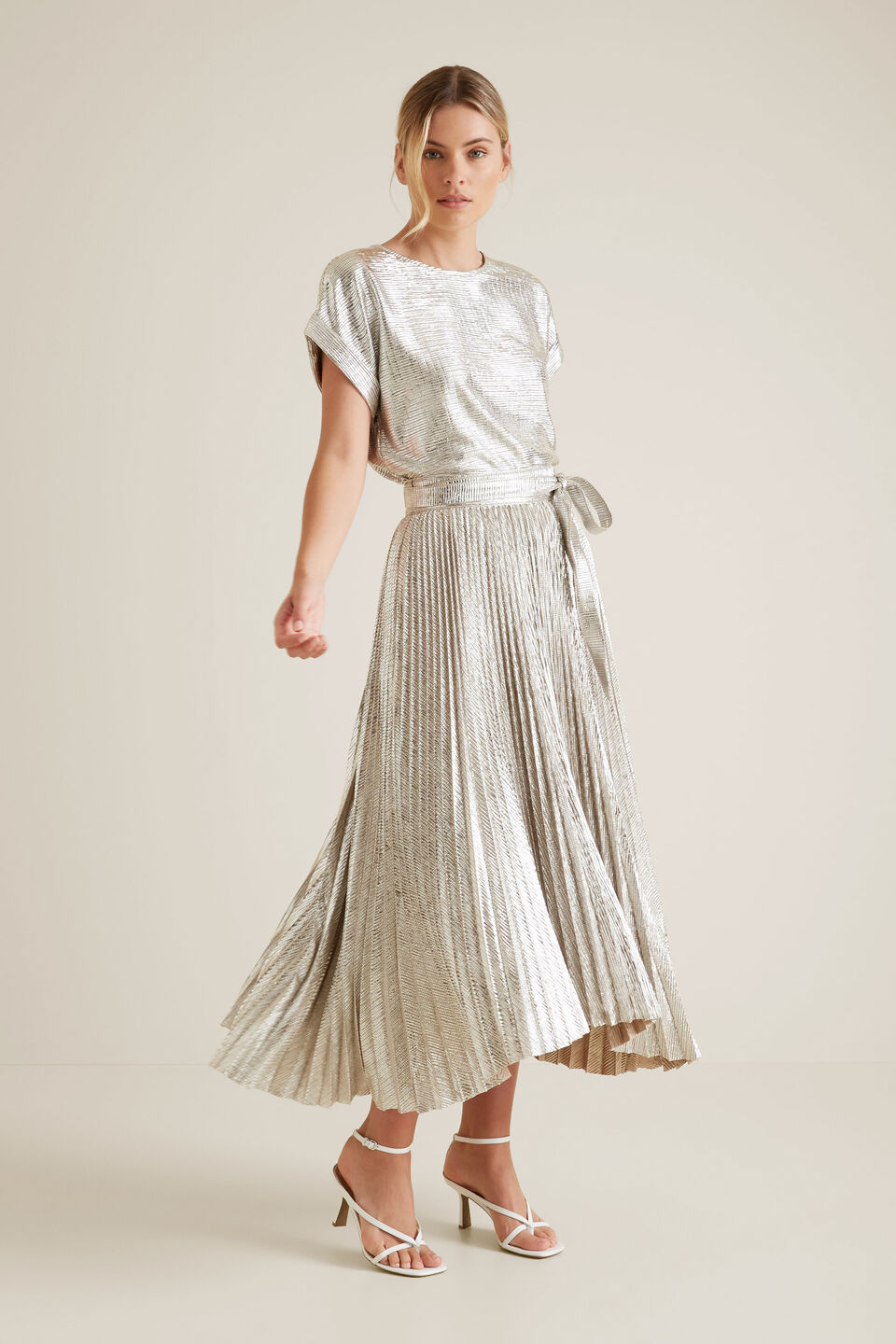 Metallic Short Sleeve Top  
