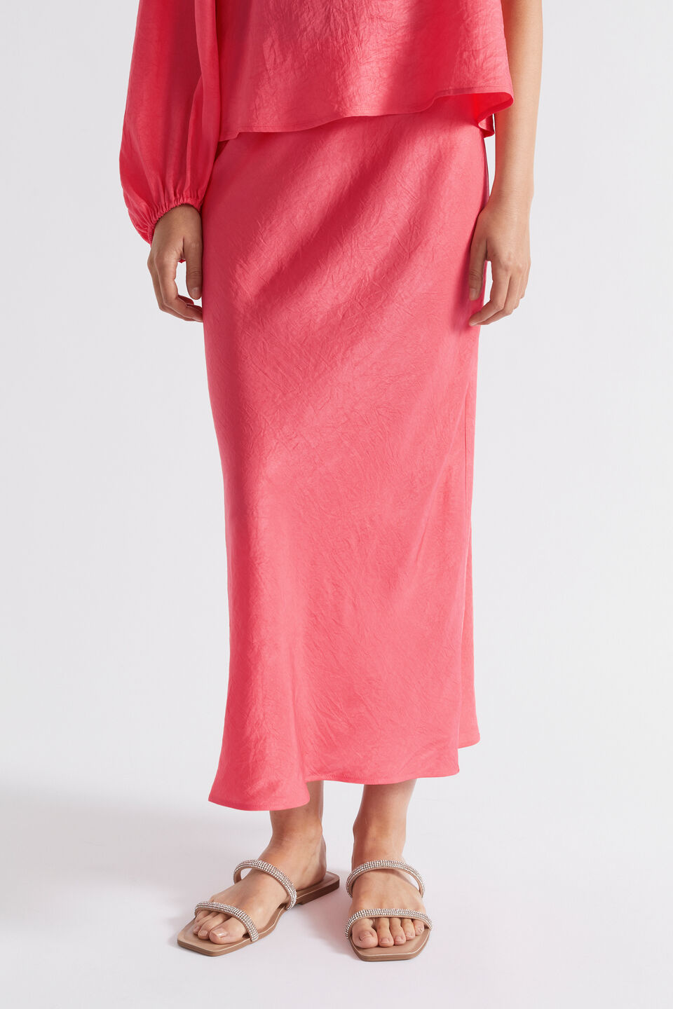 Satin Midi Skirt  Wild Berry