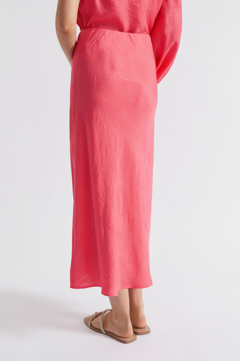 Satin Midi Skirt  Wild Berry