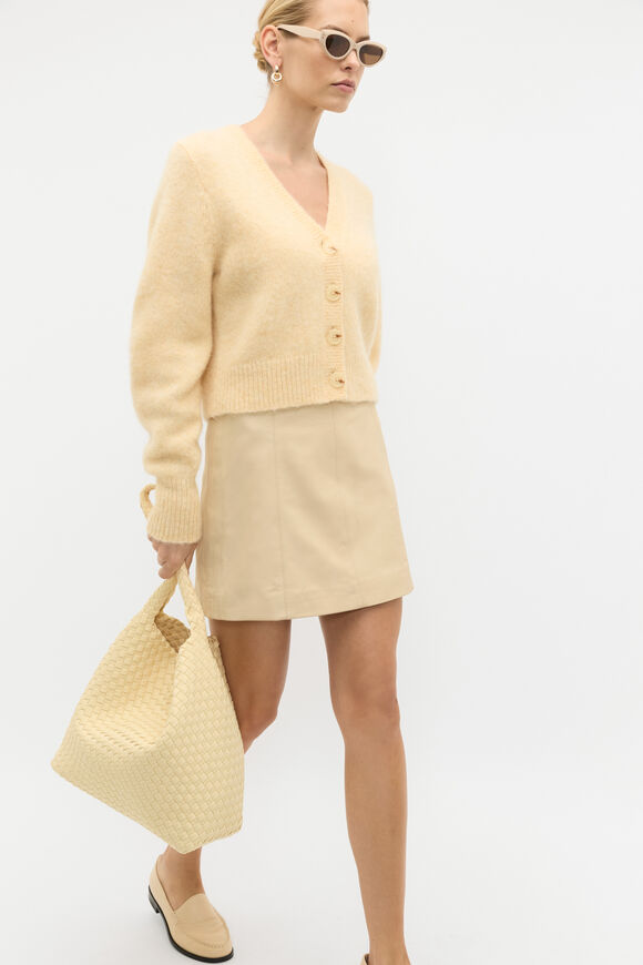 Leather Mini Panel Skirt  Light Marzipan  hi-res