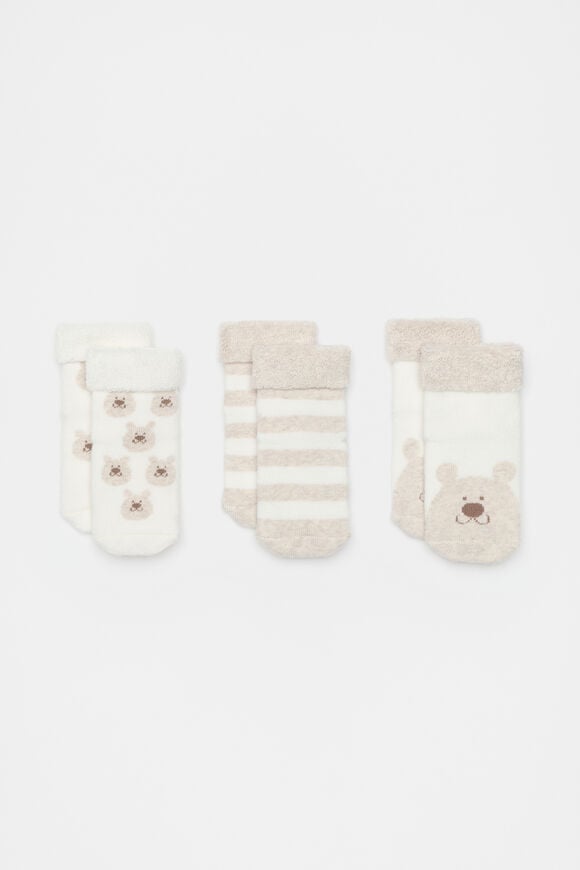 Bear Terry Sock  Oat Marle  hi-res