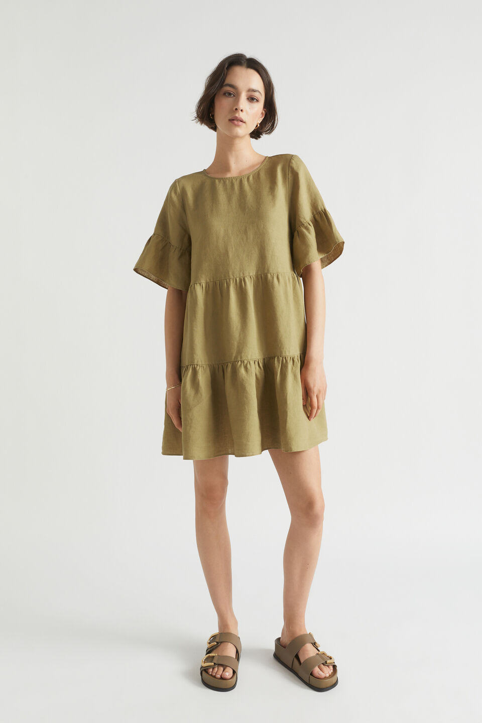 Core Linen Mini Dress  Deep Bronze