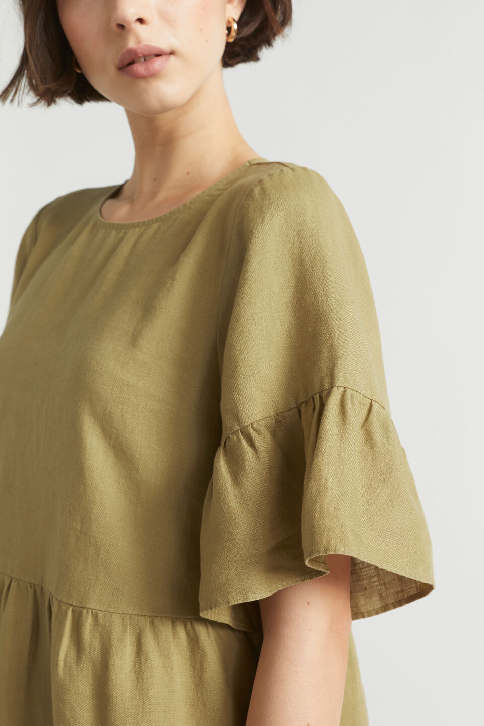 Core Linen Mini Dress  Deep Bronze