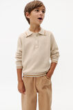 Occasion Knit Polo  Oat Marle  hi-res