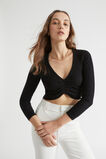 Ruched Front Knit Top  Black  hi-res