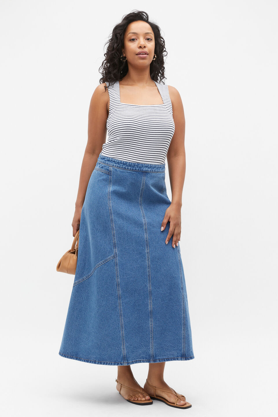 Stripe Trapeze Neck Tank  Midnight Sky Stripe