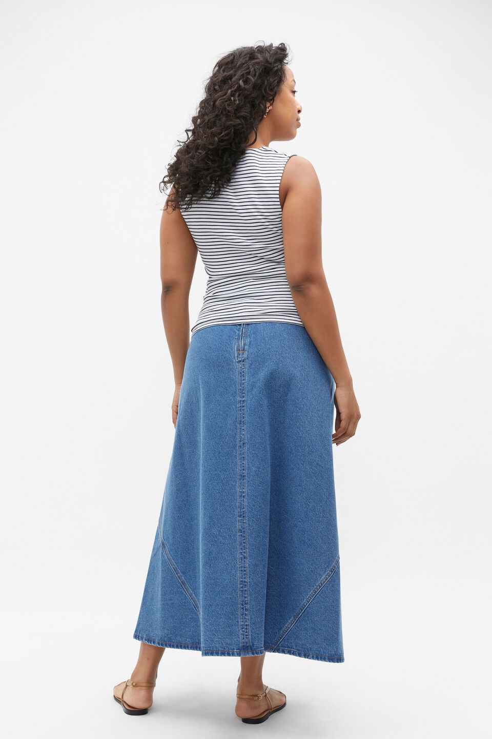 Stripe Trapeze Neck Tank  Midnight Sky Stripe