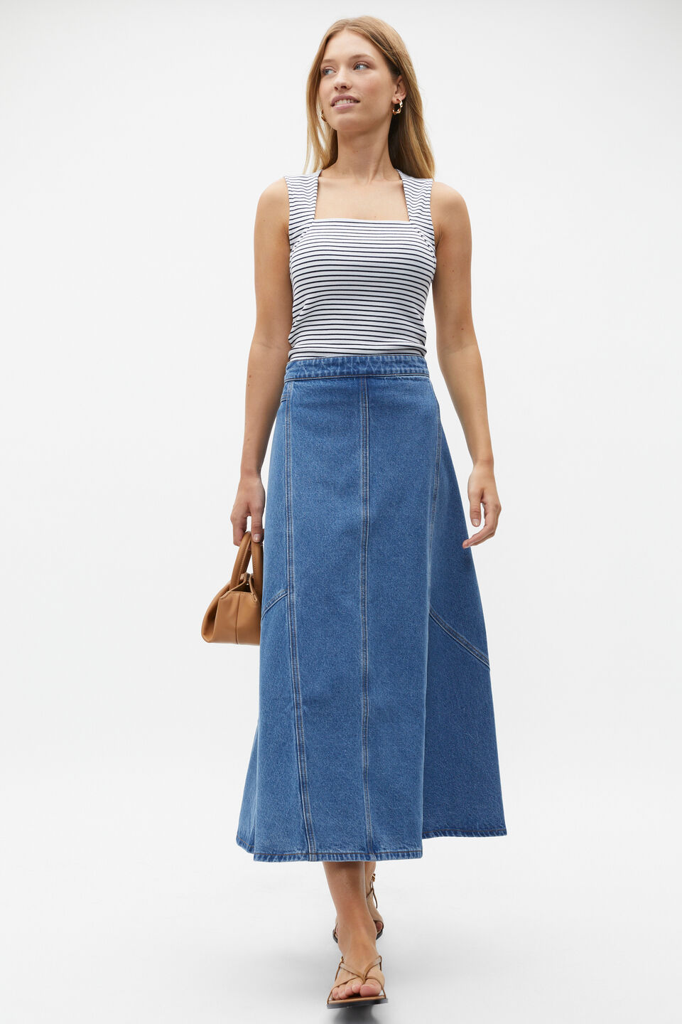 Stripe Trapeze Neck Tank  Midnight Sky Stripe