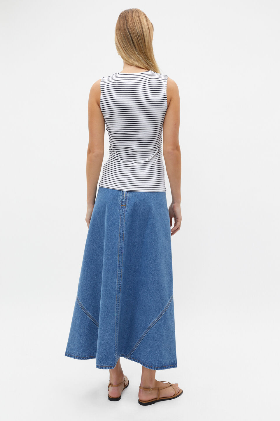 Stripe Trapeze Neck Tank  Midnight Sky Stripe