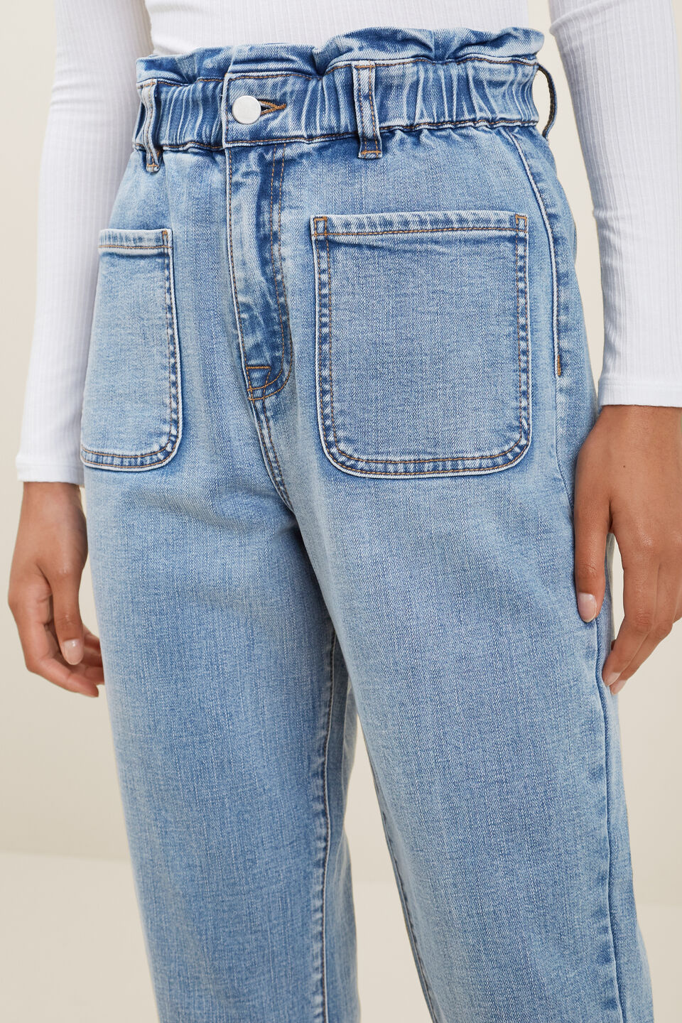 Paperbag Jean  Mid Vintage Wash