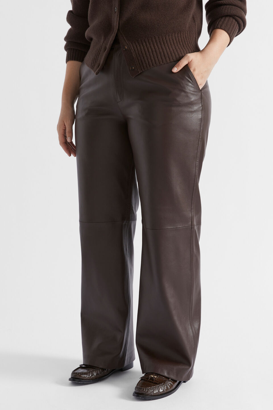 Leather Tailored Pant  Dark Espresso