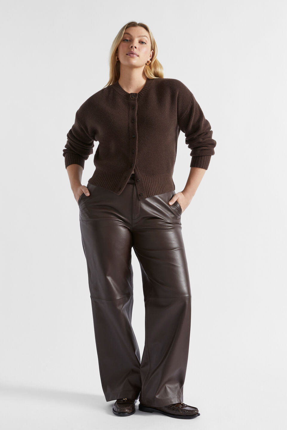 Leather Tailored Pant  Dark Espresso