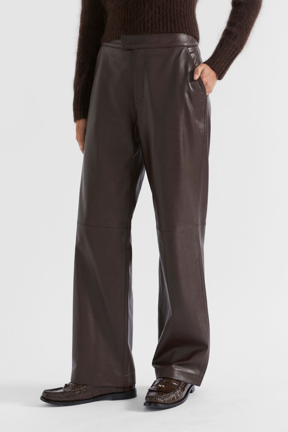 Leather Tailored Pant  Dark Espresso